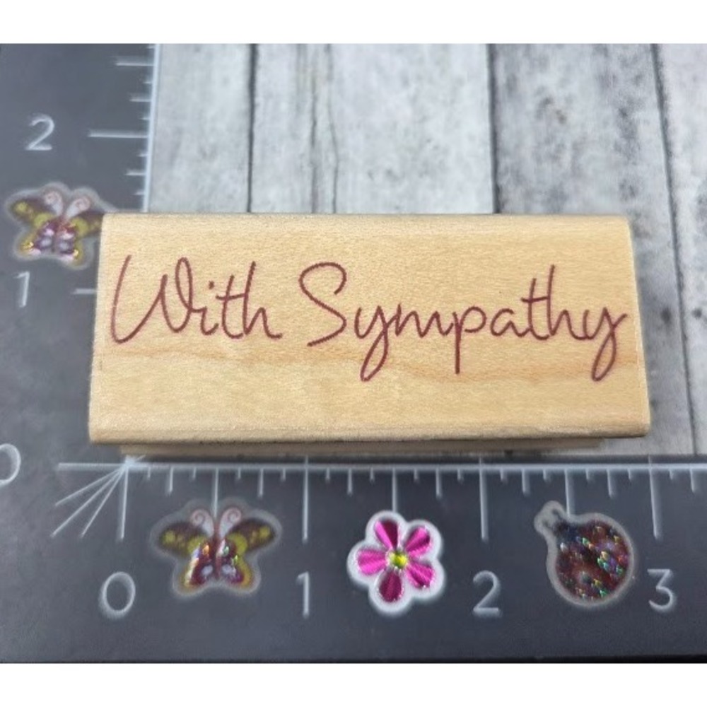 Hero Arts With Sympathy D2454 Elegant Script 2002 Rubber Stamp Wood #i61